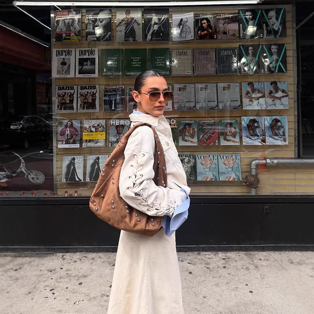 Dulcira | Ladies Designer Handbag with Decorative Pearl Details and Unique Cut