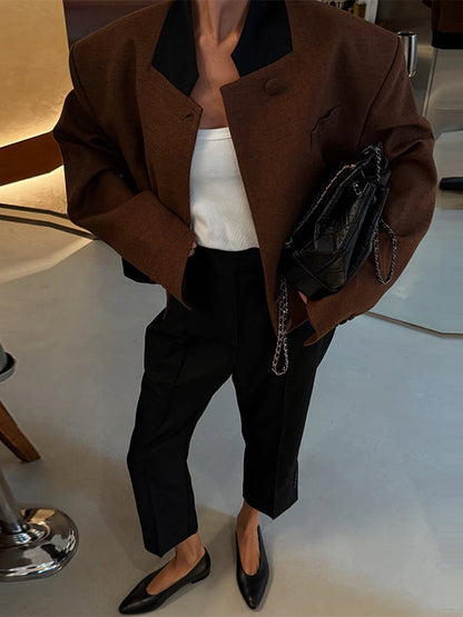 Dulcira | Women's Fashion Short Jacket with Textured Cut and High Collar