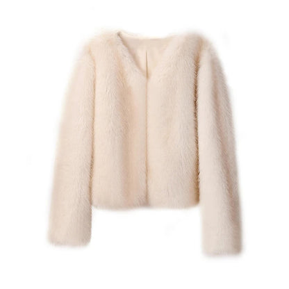 Women's elegant and stylish jacket made of faux fur