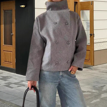 Women's Oversized Cropped Jacket with High Collar and Fancy Sleeve Dulcira