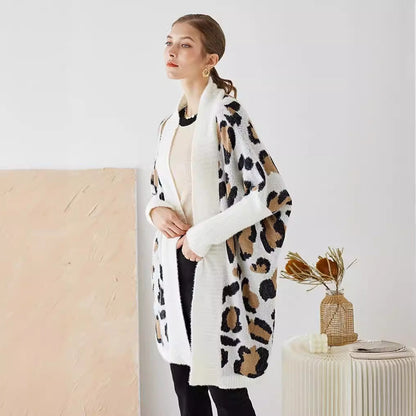 Dulcira | Women's Lightweight Cardigan with Modern Leopard Print and Open Front