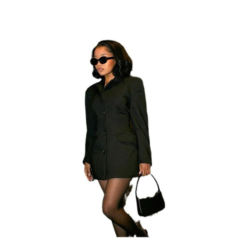 Dulcira | Women Elegant Short Dress with Button Details and Deep V-Neck