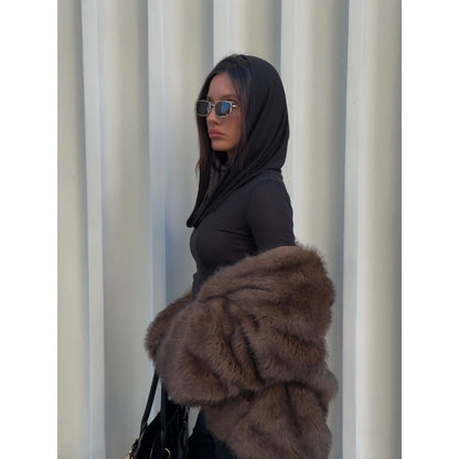 Women's Luxurious Faux Fur Coat with Elegant Cut Dulcira