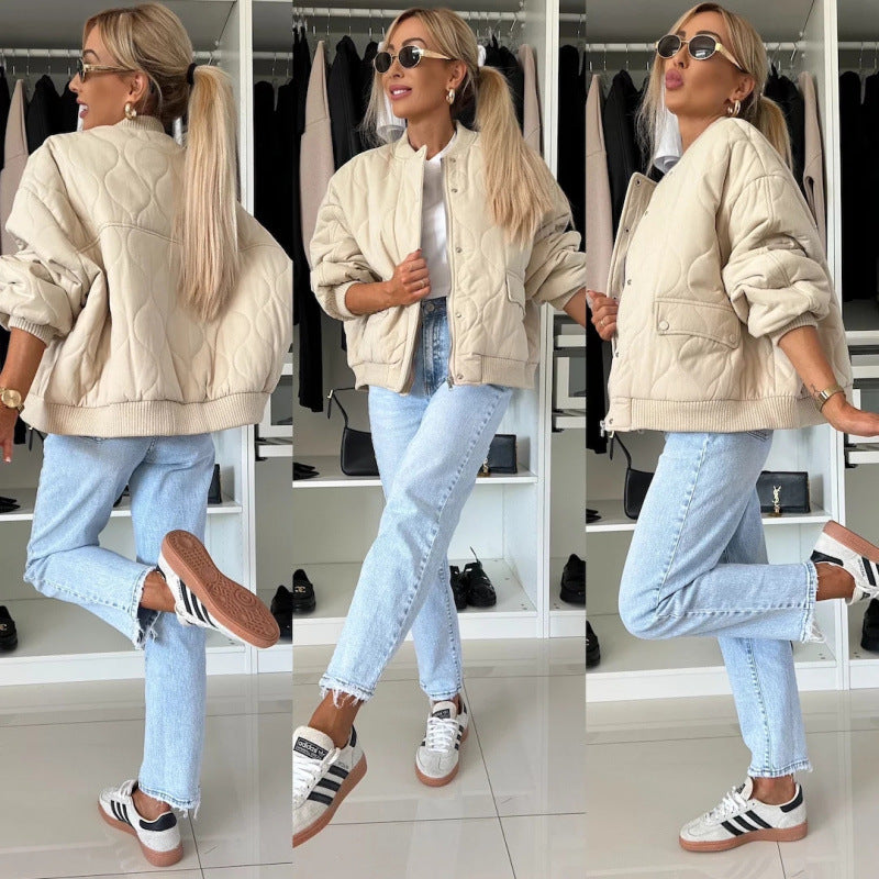 Ladies Padded Bomber Jacket In Sporty-Elegant Style Dulcira