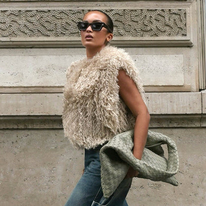 Ladies Cozy Vest made of fluffy outer material