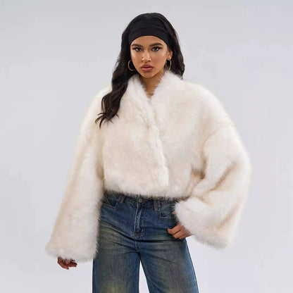 Women's Luxurious Faux Fur Cropped Bolero