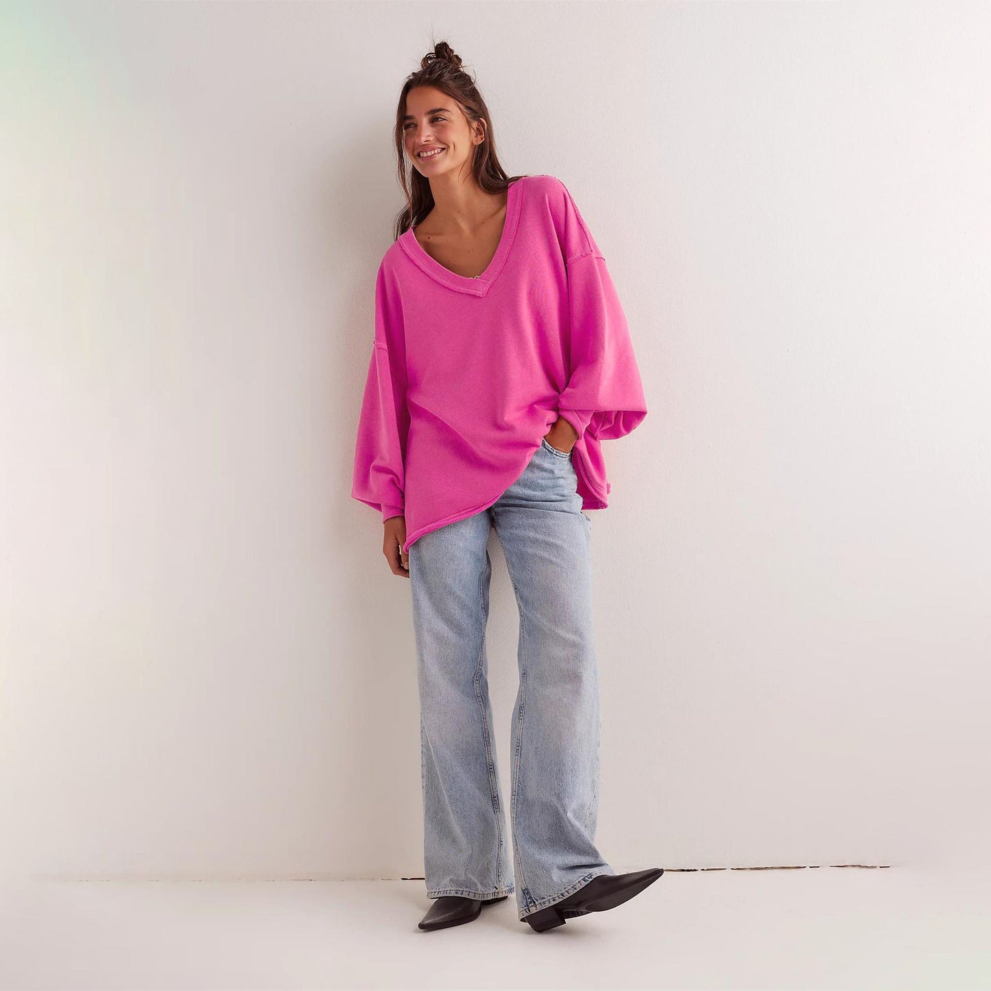 Dulcira | Women's Oversized V-Neck Sweatshirt with Casual Fit