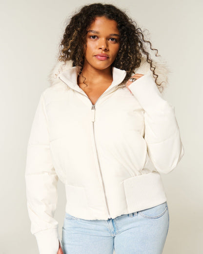 Women Quilted Winter Jacket with Removable Hood and Elastic Cuffs Dulcira