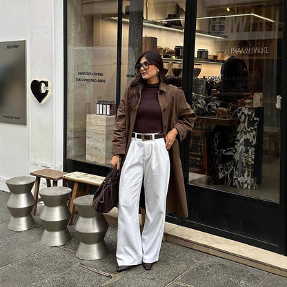 Dulcira | Women's stylish trench coat jacket with casual cut and belt