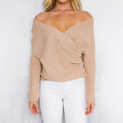 Dulcira | Women's wrap sweater with deep V-neck and casual fit