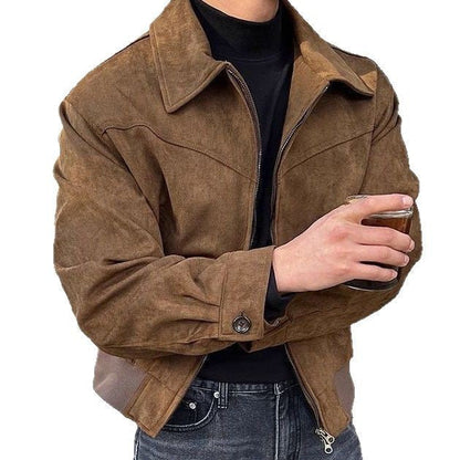 Men's Casual Transition Jacket Made Of Soft Artificial Leather with Zipper Dulcira