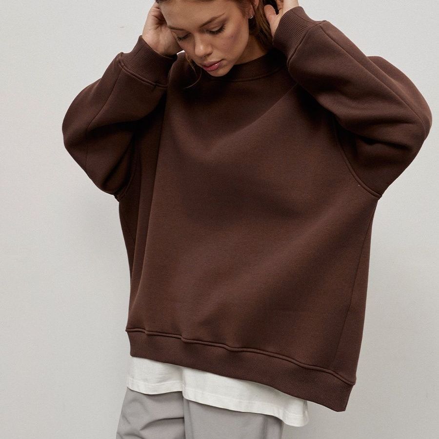 Women's Oversized Sweatshirt with Dropped Shoulder and Soft Fleece Fabric Dulcira