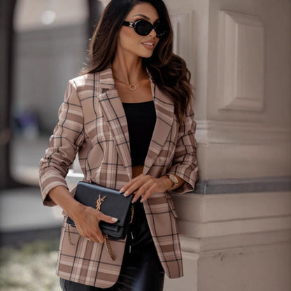 Dulcira | Women's checked oversized blazer jacket