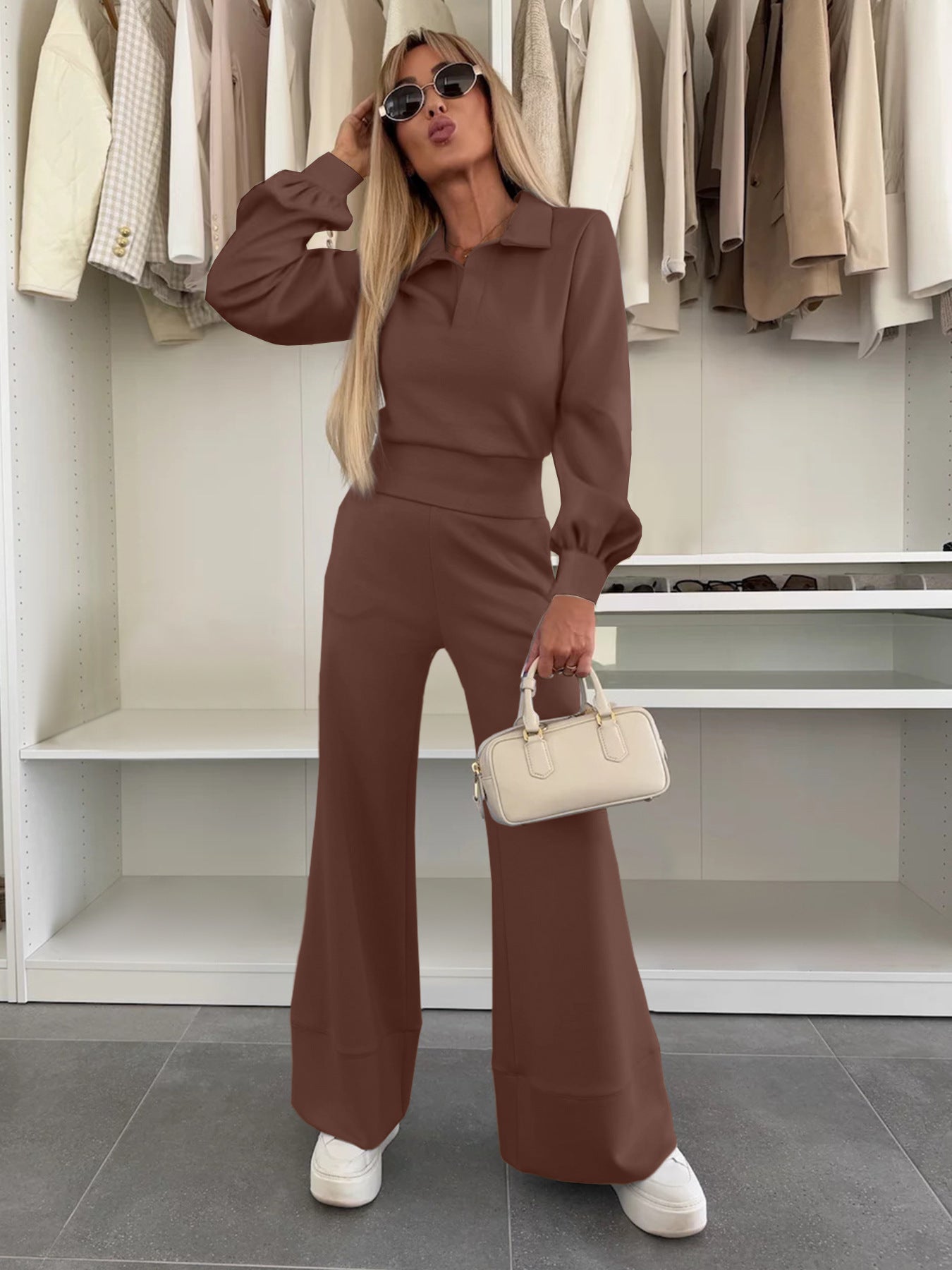 Women's Stylish and Casual Jumpsuit with Wide Leg and Elegant Sleeves Dulcira