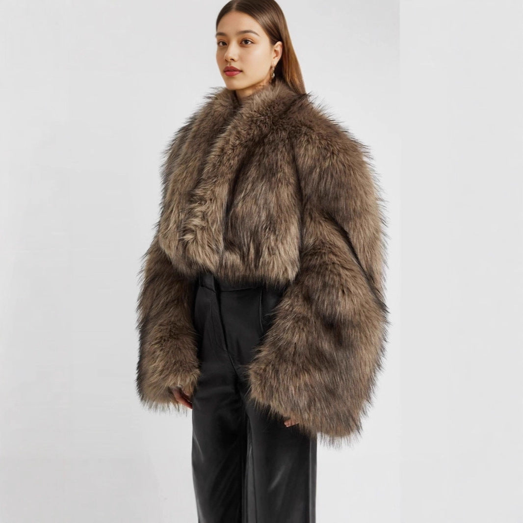 Women's Luxurious Faux Fur Cropped Bolero