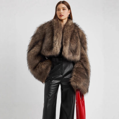 Women's Luxurious Faux Fur Cropped Bolero