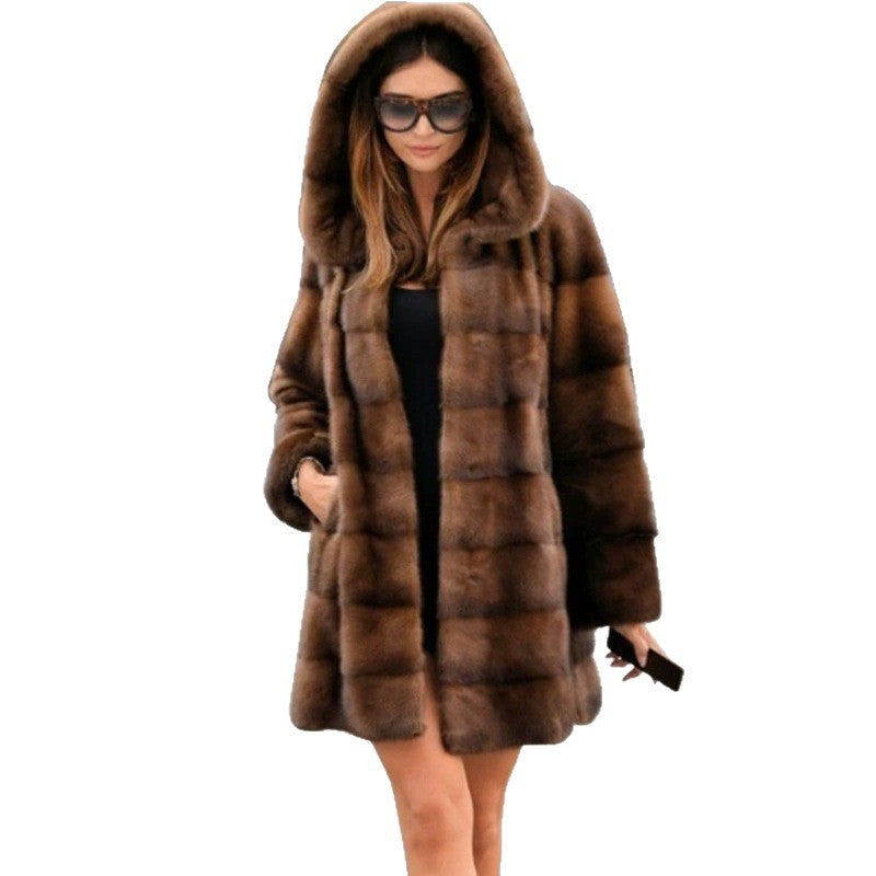 Dulcira | Women's Fashionable Faux Fur Coat with Hood and Cozy Lining