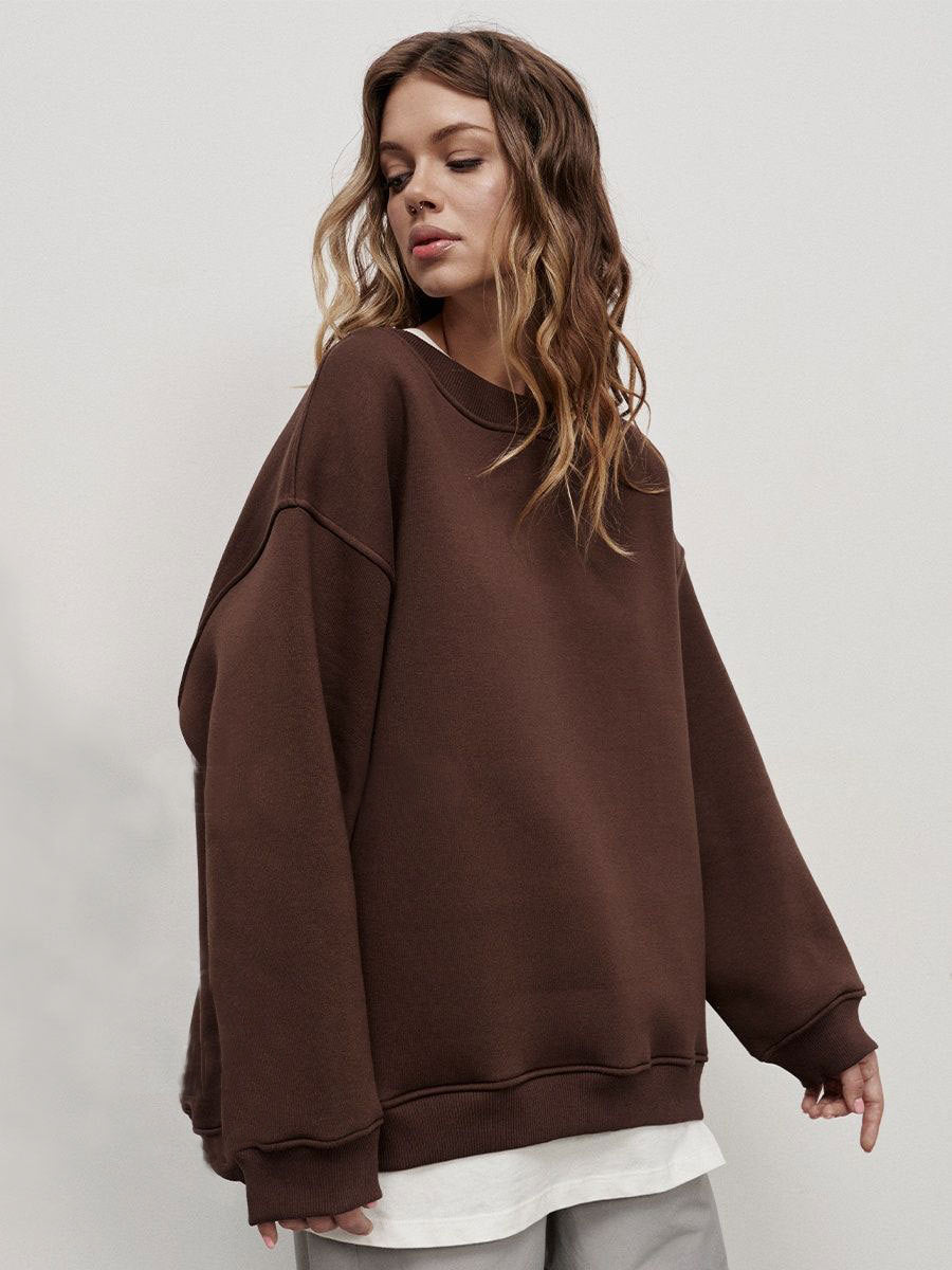 Women's Oversized Sweatshirt with Dropped Shoulder and Soft Fleece Fabric Dulcira