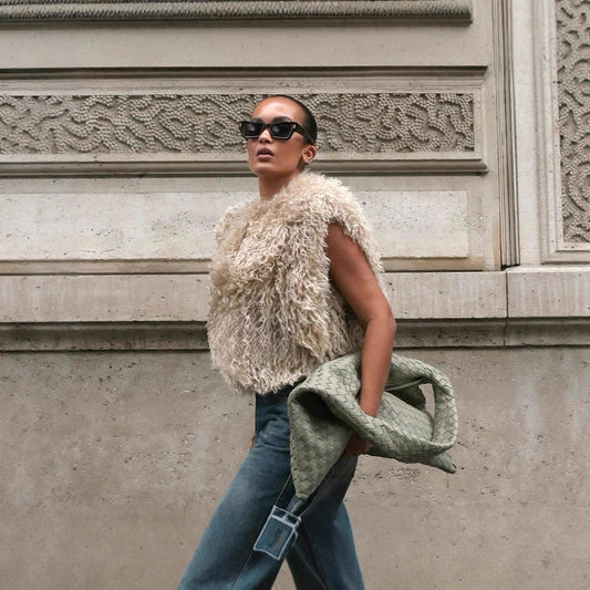 Ladies Cozy Vest made of fluffy outer material