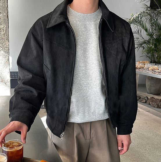 Men's Casual Transition Jacket Made Of Soft Artificial Leather with Zipper Dulcira