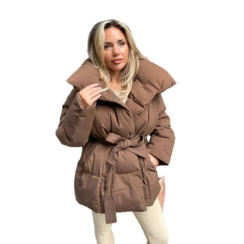 Dulcira | Padded Women's Puffer Jacket with Belt and High Collar