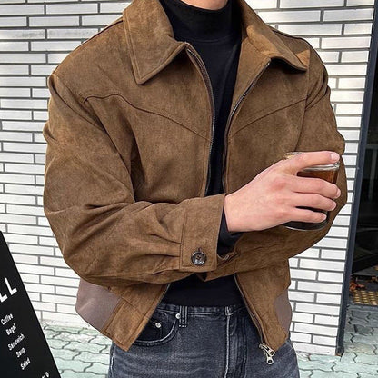 Men's Casual Transition Jacket Made Of Soft Artificial Leather with Zipper Dulcira