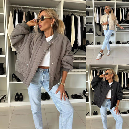 Ladies Padded Bomber Jacket In Sporty-Elegant Style Dulcira