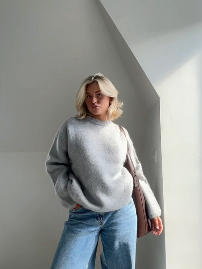 Dulcira | Pullover Mohair Mix Plus Size Fit Long Sleeves Round Neck