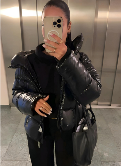 Dulcira | Women's Shiny Puffer Jacket with Hood and Padding