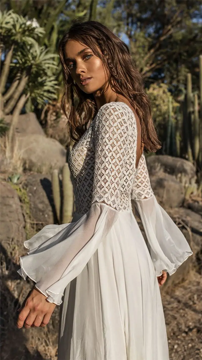 Dulcira | White Dress In Boho Style