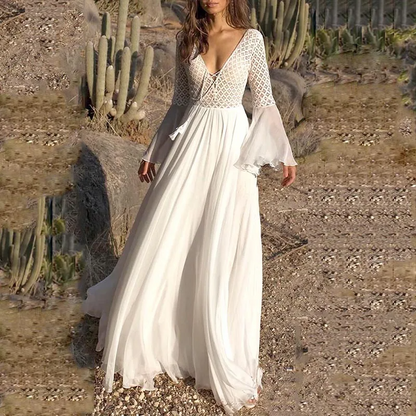 Dulcira | White Dress In Boho Style