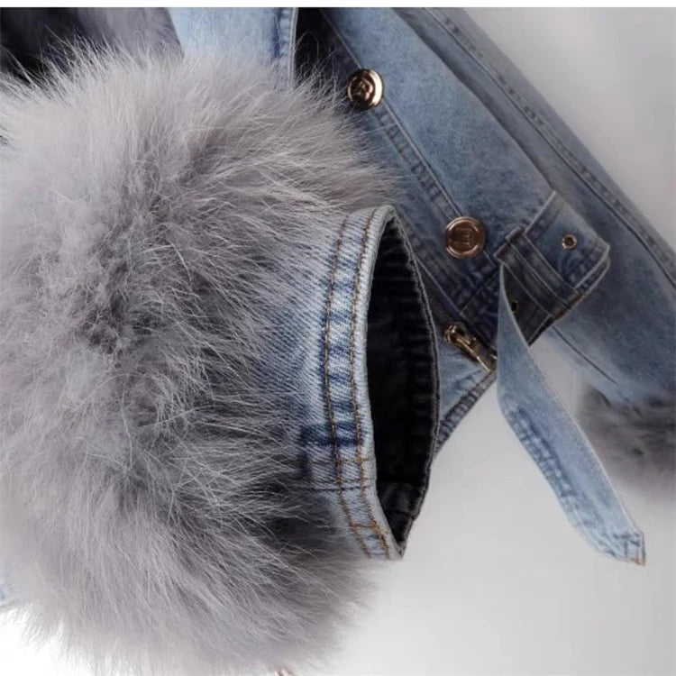 Dulcira | Denim Jacket with Faux Fur Collar