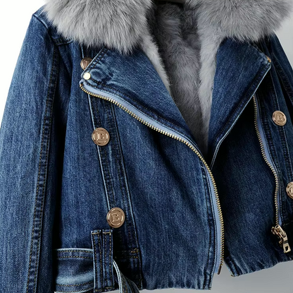 Dulcira | Denim Jacket with Faux Fur Collar