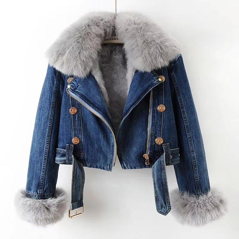 Dulcira | Denim Jacket with Faux Fur Collar