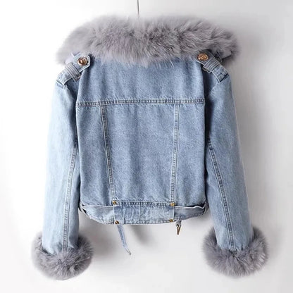 Dulcira | Denim Jacket with Faux Fur Collar