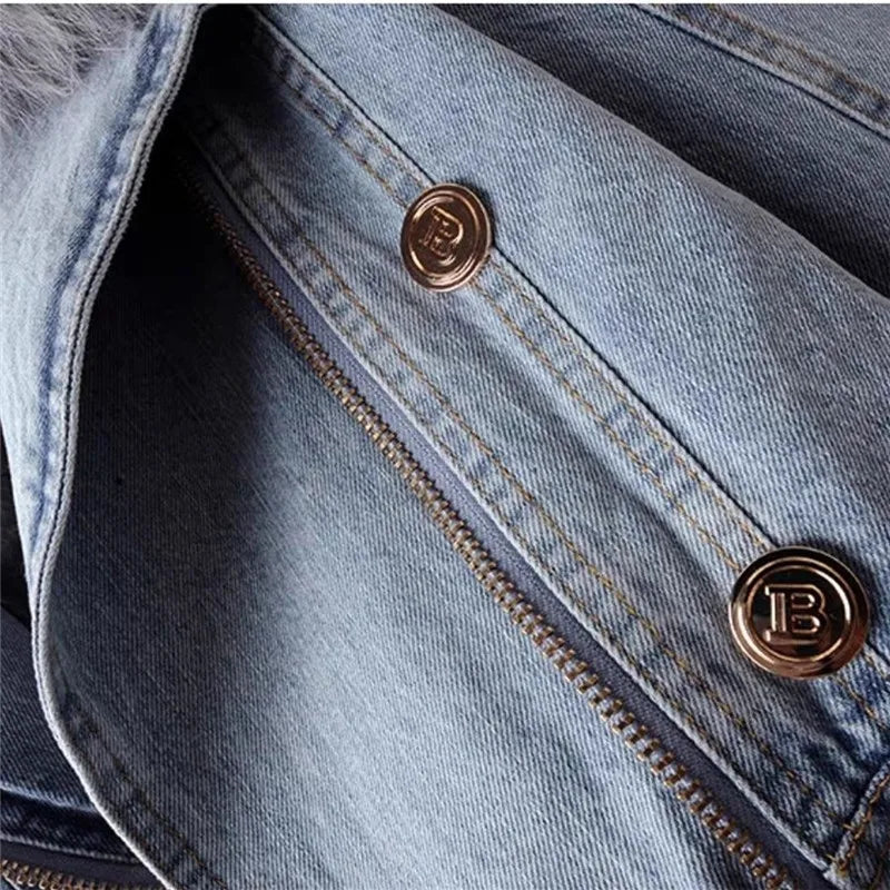 Dulcira | Denim Jacket with Faux Fur Collar