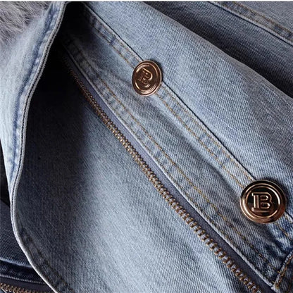 Dulcira | Denim Jacket with Faux Fur Collar