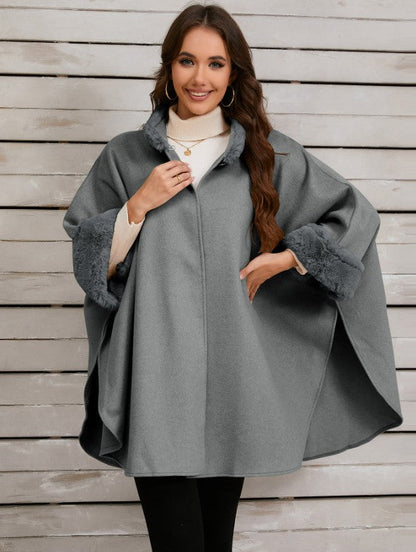 Dulcira | Mid-Length Poncho Coat Women Irregular Buttons Batwing Sleeves Women Elegant Casual Oversized Jacket