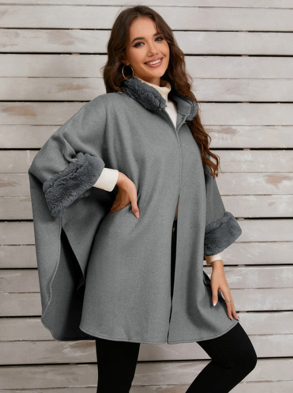 Dulcira | Mid-Length Poncho Coat Women Irregular Buttons Batwing Sleeves Women Elegant Casual Oversized Jacket