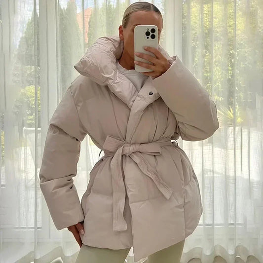 Dulcira | Padded Belt Puffer Jacket Women's Outer Jacket