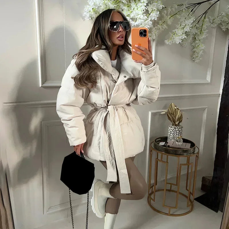 Dulcira | Padded Belt Puffer Jacket Women's Outer Jacket