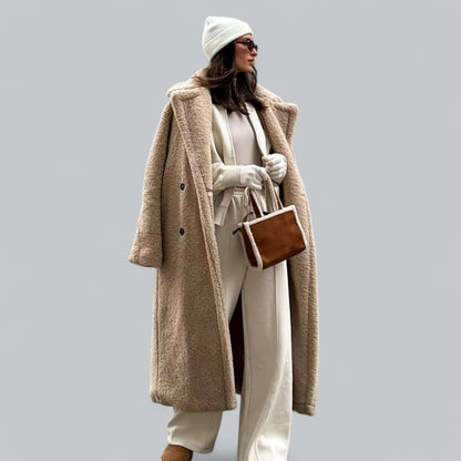 Women's Faux Fur Jacket with Teddy Look & Long Fit Dulcira