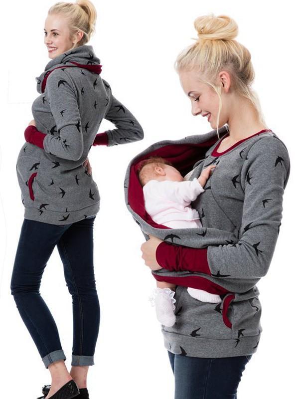 Dulcira | Maternity Chaps Nurse Sweatshirts Floral Print Bags Zipper Nursing Clothing