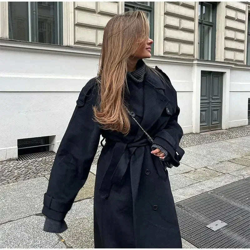 Dulcira | Double-Breasted Wool Blend Coat