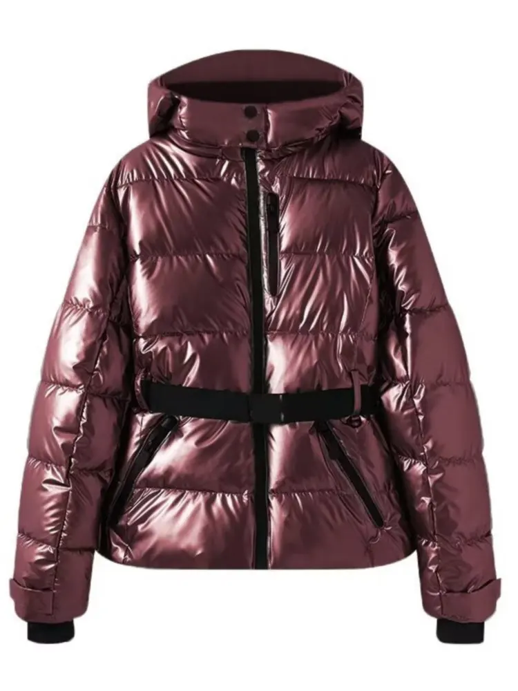 Dulcira | Ski Jacket Quilted Puffer Waterproof with Belt and Hood