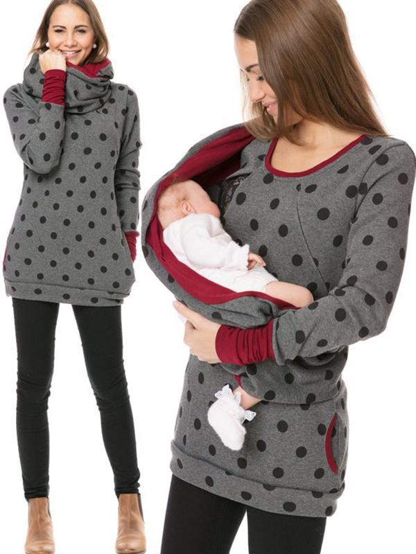 Dulcira | Maternity Chaps Nurse Sweatshirts Floral Print Bags Zipper Nursing Clothing