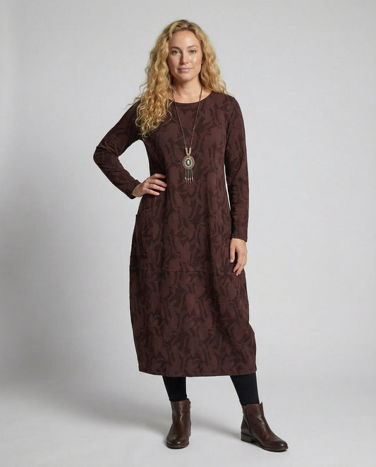 Dulcira | Long-Sleeved Pocket Dress with Print