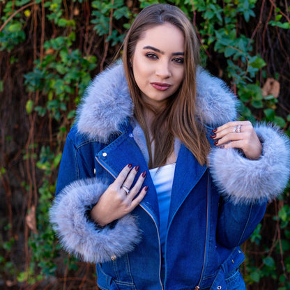 Dulcira | Denim Jacket with Faux Fur Collar
