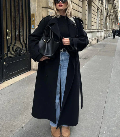 Dulcira | Double-Breasted Wool Blend Coat