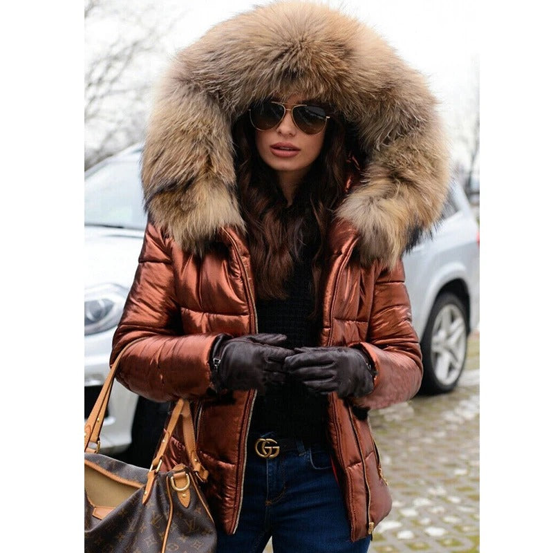 Dulcira | Women's Winter Jacket with Hood and Faux Fur Lining